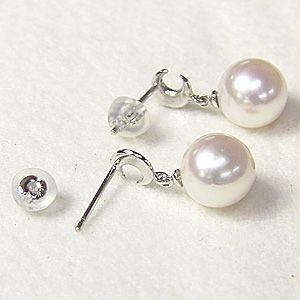 パールピアス 真珠 ピアス あこや本真珠 プラチナ 8mm 月 ダイヤモンド 0.02ct ゆれる 揺れる 送料無料 プレゼント ギフト ご褒美 自分買い puの画像