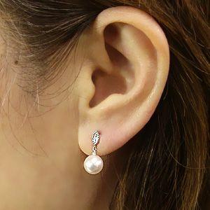 パールピアス 18金 パール ピアス 18k 真珠 本真珠 k18 ホワイトゴールド ダイヤモンド 2石 0.02ct ゆれる 揺れる 送料無料 プレゼント ご褒美 自分買い puの画像