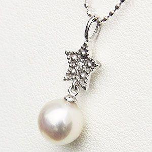 ペンダントトップ ダイヤ ペンダント あこや真珠パール ホワイトゴールドネックレス ダイヤモンド 星 プレゼント ギフト ご褒美 自分買い puの画像
