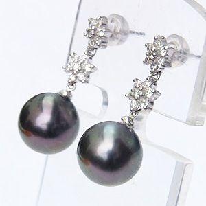 黒蝶真珠ピアス K18 約12mm玉 パール ピアス 18金 18k k18 タヒチ黒蝶真珠 タヒチ ブラック 真珠
