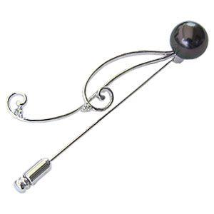 ブローチ 真珠ピンブローチ ラペルピン タヒチ 黒蝶真珠 ブラックパール ホワイトサファイア ブローチ 送料無料 フォーマル プレゼント ご褒美 自分買い p