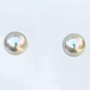 パール ピアス 18金 18k 普段使い 真珠 あこや本真珠 グレー系 k18 ゴールド スタッドピア シンプル 送料無料 人気 プレゼント ギフト ご褒美 自分買いの画像