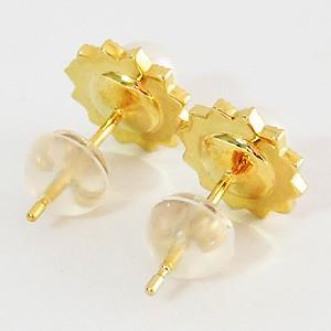 パール ピアス 18金 18k 真珠 4mm k18 イエローゴールド ダイヤモンド シリコンダブルロックキャッチき 送料無料 プレゼント ギフト ご褒美 自分買い puの画像
