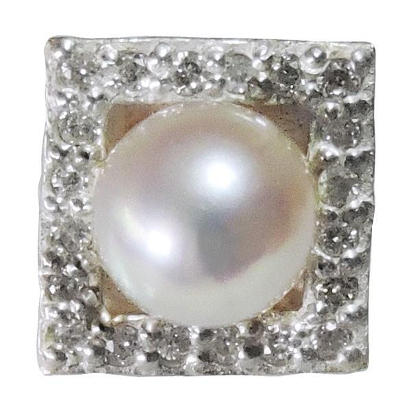 パールピアス 18金 パール ピアス 18k あこや本真珠 ダイヤモンド 0.13