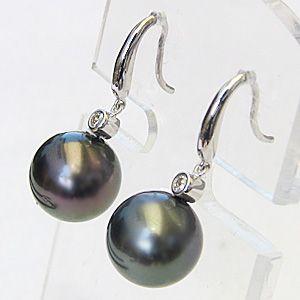 パール ピアス パールピアス タヒチ黒蝶真珠 黒真珠パール プラチナ