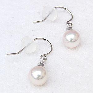 パールピアス 18金 パール ピアス 18k 真珠 フック式 あこや本真珠 ホワイトゴールド ぶら下がり ゆれる 揺れる 送料無料 プレゼント ギフト 自分買い puの画像