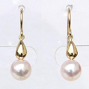 パール ピアス 18金 18k 普段使い 真珠 真珠 フック式 あこや本真珠 k18 ゴールド 送料無料 人気 プレゼント ギフト ご褒美 自分買い puの画像