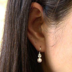 パールピアス 18金 パール ピアス 18k 真珠 あこや本真珠 ホワイトゴールド フック式 ぶら下がり ゆれる 揺れる 送料無料 プレゼント ギフト 自分買い puの画像