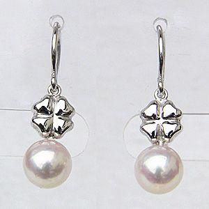 パールピアス 18金 パール ピアス 18k 真珠 あこや本真珠 ホワイトゴールド フック式 ぶら下がり ゆれる 揺れる 送料無料 プレゼント ギフト 自分買い puの画像