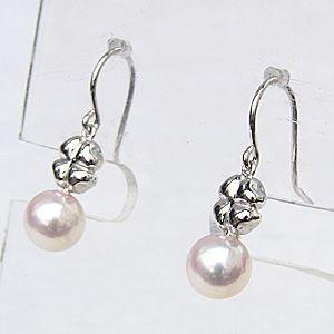 パールピアス 18金 パール ピアス 18k 真珠 あこや本真珠 ホワイトゴールド フック式 ぶら下がり ゆれる 揺れる 送料無料 プレゼント ギフト 自分買い puの画像