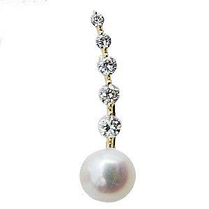 18kあこやパール ダイヤカーフ片耳ピアス アコヤ真珠 パール 18金 ゴールド イヤーカフ ピアス 1P 片耳用 K18