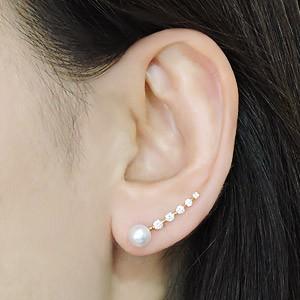 パール ピアス 18金 イヤーカフ 片耳 左耳用 真珠 あこや本真珠
