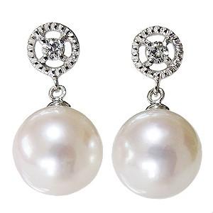 パール ピアス 18金 18k 真珠 あこや本真珠 ダイヤモンド k18 ホワイト