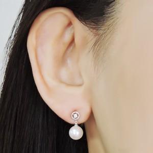パール ピアス 18金 18k 真珠 あこや本真珠 ダイヤモンド 真珠 k18 ホワイトゴールド シリコンダブルキャッチ付 送料無料 き プレゼント ご褒美 自分買い puの画像
