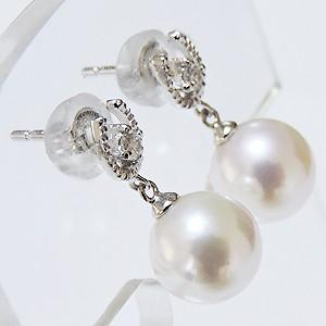 パール ピアス 18金 真珠 馬蹄 ホースシュー あこや本真珠