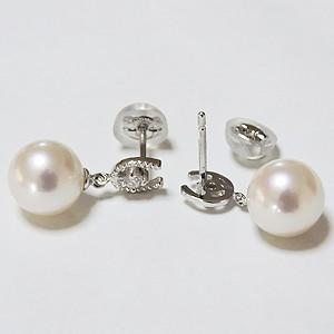 K18 淡水パール　ホースシューピアス パール ピアス 18金 真珠 馬蹄 ホースシュー あこや本真珠