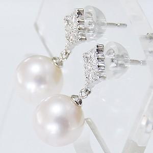 パール ピアス 18金 18k 真珠 あこや本真珠 ダイヤモンド 真珠 k18 k18 ホワイトゴールド シリコンダブルキャッチ 6月誕生石 プレゼント ご褒美 自分買い puの画像