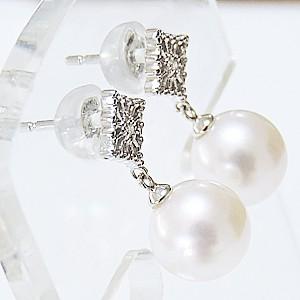 パール ピアス 18金 18k 真珠 あこや本真珠 ダイヤモンド 真珠 k18 k18 ホワイトゴールド シリコンダブルキャッチ 6月誕生石 プレゼント ご褒美 自分買い puの画像