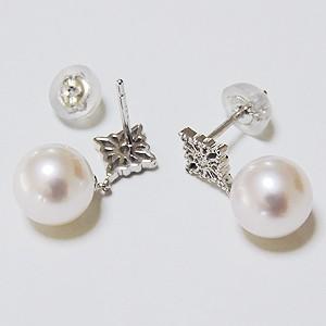 パール ピアス 18金 18k 真珠 あこや本真珠 ダイヤモンド 真珠 k18 k18 ホワイトゴールド シリコンダブルキャッチ 6月誕生石 プレゼント ご褒美 自分買い puの画像