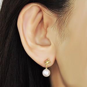 パール ピアス 18金 18k 真珠 あこや本真珠 ダイヤモンド 真珠 k18 ゴールド イエローゴールド シリコンダブルキャッチ付 き プレゼント ご褒美 自分買い puの画像