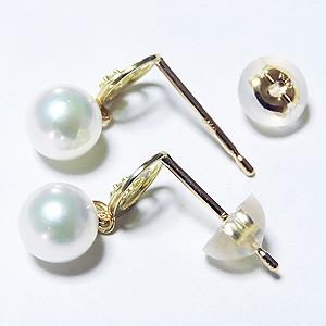 パール ピアス 18金 本真珠 k18 ダイヤモンド シリコンダブルロックキャッチ ゴールド 真珠 ゆれる 揺れる 送料無料 プレゼント ギフト ご褒美 自分買い puの画像