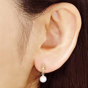 パール ピアス 18金 あこや本真珠 k18 ダイヤモンド シリコンダブル 