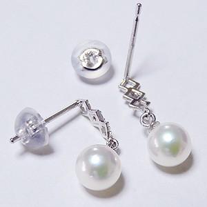 パール ピアス パールピアス 真珠ピアス ダイヤモンド k18 18k 18金 ホワイトゴールド 真珠 あこや アコヤ 揺れる 送料無料 プレゼント ご褒美 自分買い puの画像