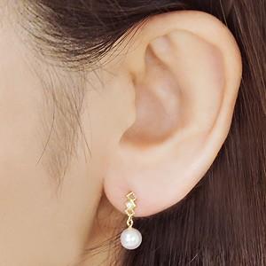 パール ピアス 18金 本真珠 k18 ダイヤモンド シリコンダブルロックキャッチ ゴールド 真珠 ゆれる 揺れる 送料無料 プレゼント ギフト ご褒美 自分買い puの画像