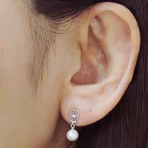 パールピアス パール ピアス 真珠ピアス 本真珠 ダイヤモンド k18 18k 18金 ホワイトゴールド 真珠 アコヤ あこや 揺れる 送料無料 プレゼント 自分買い puの画像