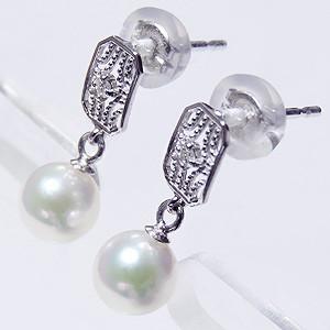 パールピアス パール ピアス 真珠ピアス 本真珠 ダイヤモンド k18 18k 18金 ホワイトゴールド 真珠 アコヤ あこや 揺れる 送料無料 プレゼント 自分買い puの画像