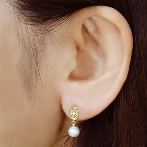 パール ピアス 18金 デザインのかわいい あこや本真珠 k18 ダイヤモンド ゴールド 真珠 ぶら下がり ゆれる 揺れる 送料無料 プレゼント ご褒美 自分買い puの画像