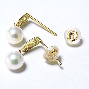 パール ピアス 18金 デザインのかわいい あこや本真珠 k18 ダイヤモンド ゴールド 真珠 ぶら下がり ゆれる 揺れる 送料無料 プレゼント ご褒美 自分買い puの画像