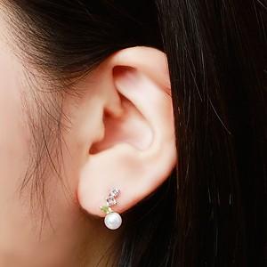 パール ピアス 18金 18k 真珠 ペリドット ホワイトパーズ スタッド 
