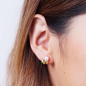パール ピアス 18金 18k 真珠 ペリドット シトリン 真珠 イエローゴールド k18 マルチカラー 8月誕生石 11月誕生石 対応 送料無料 プレゼント ギフト puの画像