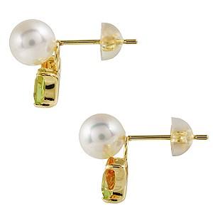 パール ピアス 18金 18k 真珠 ペリドット シトリン 真珠 イエローゴールド k18 マルチカラー 8月誕生石 11月誕生石 対応 送料無料 プレゼント ギフト puの画像