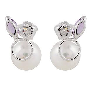 パールピアス 18金 パール ピアス 18k 真珠 ダイヤモンド アメジスト スタッド ホワイトゴールド k18 4月誕生石 2月誕生石 プレゼント ギフト 自分買い puの画像