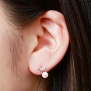 パール ピアス 18金 18k 真珠 ダイヤモンド アメジスト スタッド イエローゴールド k18 き 4月誕生石 2月誕生石 対応 プレゼント ギフト ご褒美 自分買い puの画像