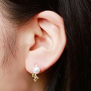 パール ピアス 18金 18k 真珠 ダイヤモンド ペリドット シトリン スタッド 真珠 イエローゴールド k18 送料無料 6月誕生石 プレゼント ギフト 自分買い puの画像