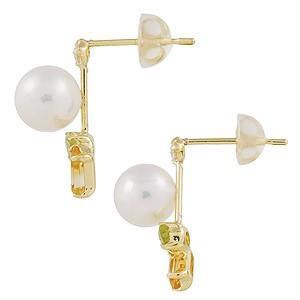 パール ピアス 18金 18k 真珠 ダイヤモンド ペリドット シトリン スタッド 真珠 イエローゴールド k18 送料無料 6月誕生石 プレゼント ギフト 自分買い puの画像