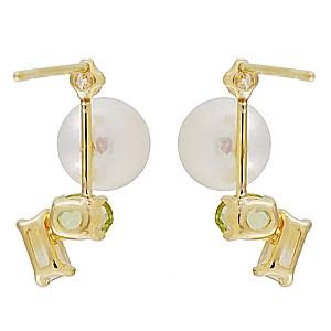 パール ピアス 18金 18k 真珠 ダイヤモンド ペリドット シトリン スタッド 真珠 イエローゴールド k18 送料無料 6月誕生石 プレゼント ギフト 自分買い puの画像