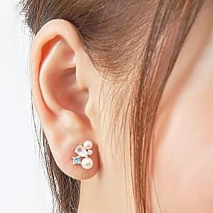 パール ピアス 18金 18k ダイヤモンド ローズクォーツ 紅水晶真珠 イエローゴールド k18 送料無料 6月誕生石 対応 プレゼント ギフト ご褒美 自分買い puの画像