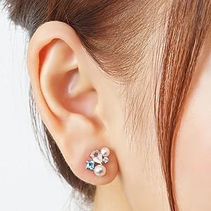 パールピアス 18金 パール ピアス 18k ダイヤモンド ローズクォーツ 紅水晶真珠 ホワイトゴールド k18 送料無料 6月誕生石 プレゼント ギフト 自分買い puの画像
