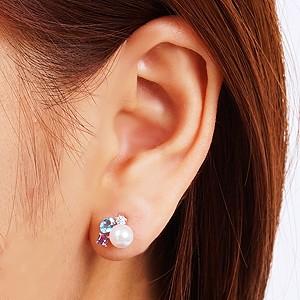 パールピアス 18金 パール ピアス 18k 真珠 ダイヤモンドアメジスト 紫水晶 真珠 ホワイトゴールド k18 送料無料 対応 プレゼント ギフト ご褒美 自分買い puの画像
