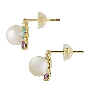 パール ピアス 18金 18k 真珠 ダイヤモンド ブルートパーズ アメジスト 真珠 イエローゴールド k18 送料無料 対応 プレゼント ギフト ご褒美 自分買い puの画像