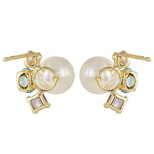 パール ピアス 18金 18k 真珠 ダイヤモンド ブルートパーズ アメジスト 真珠 イエローゴールド k18 送料無料 対応 プレゼント ギフト ご褒美 自分買い puの画像