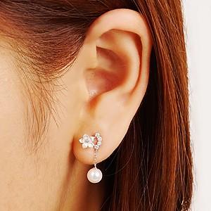 パールピアス 18金 パール ピアス ロング チェーン 真珠 ダイヤモンド ホワイトシェル 白蝶貝 真珠 ホワイトゴールド k18 送料無料 プレゼント 自分買い puの画像