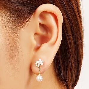 パール ピアス パールピアス 真珠ピアス ロングピアス ダイヤモンド ホワイトシェル イエローゴールド k18 18k 18金 送料無料 プレゼント ギフト 自分買い puの画像