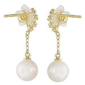 パール ピアス パールピアス 真珠ピアス ロングピアス ダイヤモンド ホワイトシェル イエローゴールド k18 18k 18金 送料無料 プレゼント ギフト 自分買い puの画像