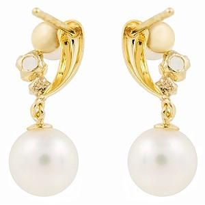 パール ピアス 18金 18k 真珠 スウィング ダイヤモンド ホワイトトパーズ ゴールド k18 あこや 6月誕生石 プレゼント ギフト ご褒美 自分買い puの画像