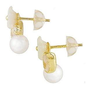 パール ピアス 18金 18k 真珠 ダイヤモンド ホワイトシェル 白蝶貝 ローズクォーツ 紅水晶 真珠 イエローゴールド k18 送料無料 プレゼント ギフト puの画像
